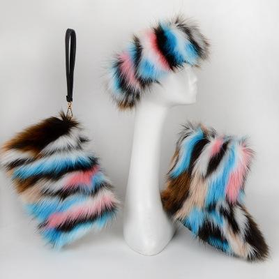 China 2022 Gel Fashion Style Fur Boots Set With Faux Headband Bag Boots Shoes For Women for sale