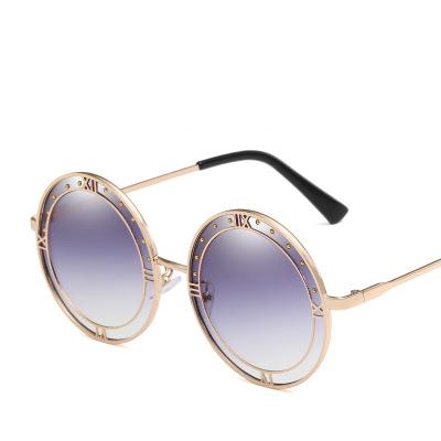 China 2022 Round Unique Brown Retro Thick Vintage Rivet Metal Gradient Sunglasses Design Sunglasses Unisex for sale