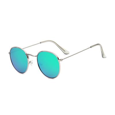 China Round Metal Mirror Sunglasses Retro Round Sunglasses Women's and Men's Metal Mirror Shades Frame Sun Glasses for sale