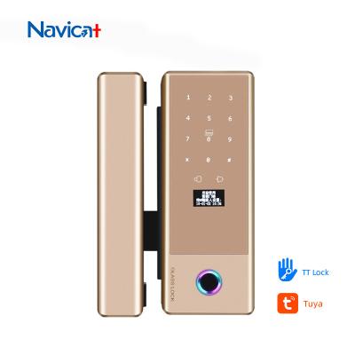 China Contraseña elegante de la huella dactilar del App de Ttlock de la cerradura de la puerta de cristal de desplazamiento de la aleación de aluminio en venta