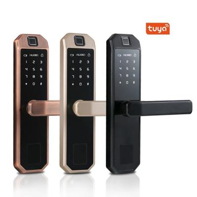 China Red Bronze Fingerprint Smart Door Locks Zinc Alloy With Handles for sale