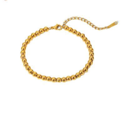 China Europe and America 2023 Custom 18K Gold Plated Stainless Steel Beads Bracelet for sale