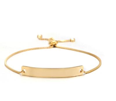 China Europe and America 18K Gold Plated Stainless Steel Bar Bracelet OEM Logo Bracelet for sale