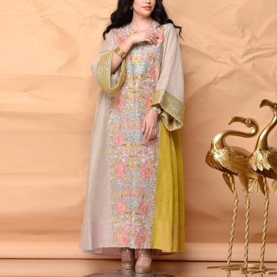 China Kimono is Anti-Static Floral Printing Muslim Jalabiya Dubai Maxi Long Dress F UAE Middle East Ramadan Eid Ladies Dress Kaftan Middle Abaya for sale