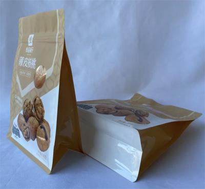 China Matte Surface Flat Bottom Side Gusset Bag 8 Side Seal For Nuts for sale