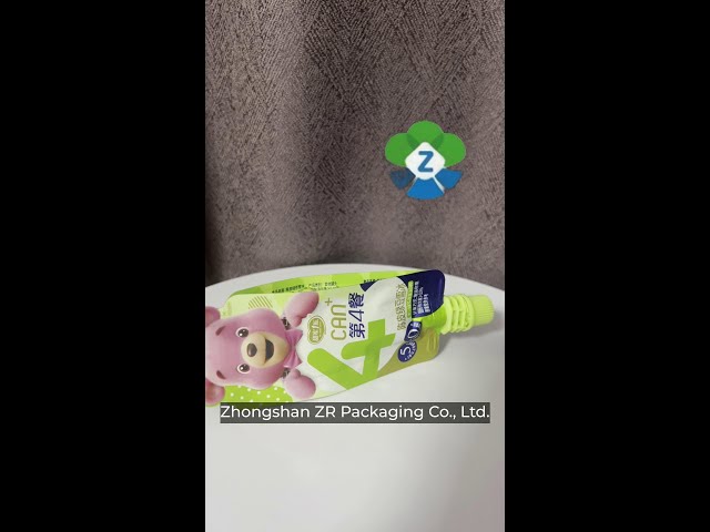 custom reusable spout food pouch with easy peel sealing and baby cap
