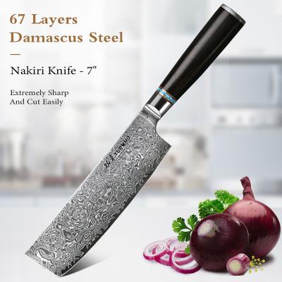 China Viable Wholesale Damascus Steel Knives Choice For Kitchen Restaurant Nakiri Knife for sale