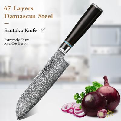 China Full Tang Viable 7 Inch Kitchen Damascus Steel Santoku Knife for sale