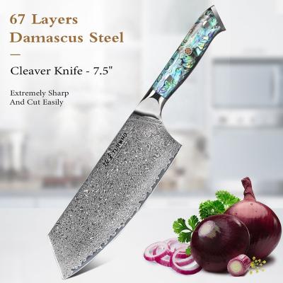 China 67 Viable Layers of Damascus Steel Chef Cleaver Butcher Knife Kitchen for sale