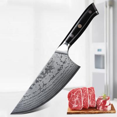 China Sustainable Japanese AUS10 Damascus Steel Professional Butcher Knife With Handle G10 for sale