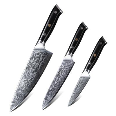 China Viable Chef Knife Set of 3 PCS Damascus with handle the Group of Ten for sale