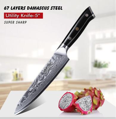 China 5 Inch Damascus Kitchen Viable Chef Utility Knife for sale