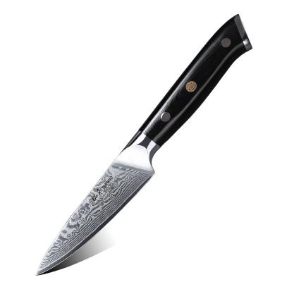 China Sustainable Classic 3.5 Inch Damascus Steel Fruit Paring Knife With Handle G10 for sale