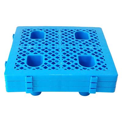 China Floor Standing Single Faced Mechanical Stackable Forklift Rack Pallet Plastic Four Feet for sale