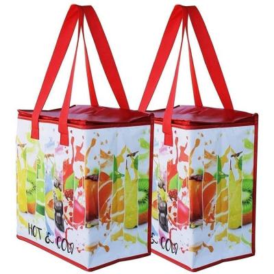 China Handled Reusable Recycled PP Non Woven With Foil Foam Insulated Thermal Cooler Bag For Food for sale