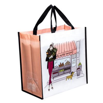 China Washable Custom Laminated PP Non Woven Fabric Carry Bag For Shopping for sale