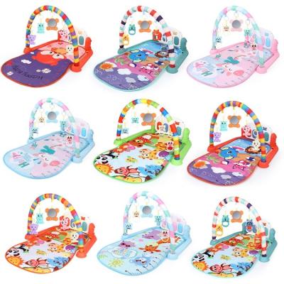 China Educational Toy 2 in 1 Multifunctional Walkers Folding Fitness Rack Gym Game Activity Musical Infant Baby Gym Play Mats Baby Gym Mat With Piano for sale