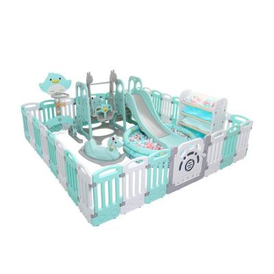 China Contemporary Fences Playpens Play Yard EN71 Standard Indoor Plastic For Kids Portable Baby Adjustable Child Green Set OEM Style Base Color for sale