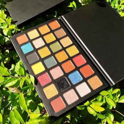 China Hot Selling Private Label Eyeshadow Cardboard High Pigment 28 Colors Long Lasting Paper Palette With Logo for sale