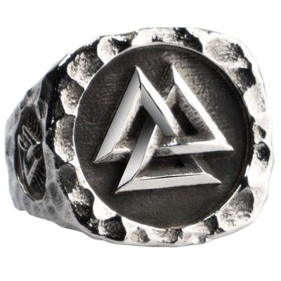 China Hiphop / Viking Rings For Man Fashion Stainless Steel Hiphop Geometric Punk Rock Ring High Grade Rock for sale