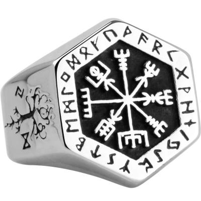 China Vintage Fashion Jewelry Vintage Viking Rune Index Geometric Stainless Steel Rings For Man for sale