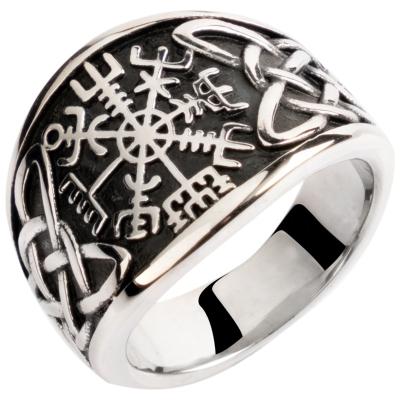 China Exquisite Appearance Valknut Norse Viking Rings Stainless Steel Man Index Ring Vintage Fashion Jewelry for sale