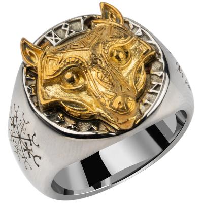 China Vintage Viking Wolf Knot Fenrir Ring Stainless Steel Norse Viking Wolf Index Finger Ring Fashion Jewelry for sale