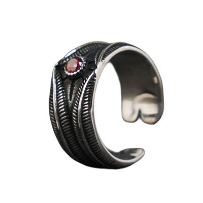 China Exquisite Appreance Vintage Feather Rings For Man Stainless Steel Fashion Jewelry for sale