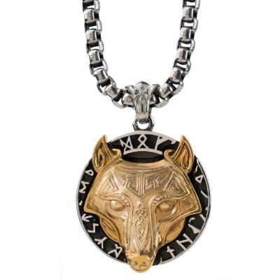 China Vintage Viking Wolf Knot Fenrir Necklace For Men Norse Viking Wolf Stainless Steel Pendant for sale