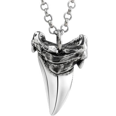 China Vintage Silver Shark Tooth S925 Necklace For Men Jewelry Hip / Pop Street Culture Silver Pendant mygrillz for sale