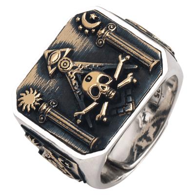 China New Design Punk Gray-Black Skull Ring For Man Mysterious Punk Silver Skeleton Rings for sale