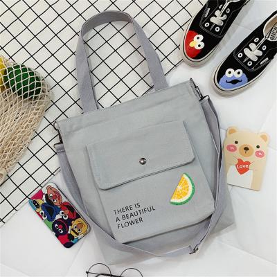 China Gray Eco Friendly Canvas Shoulder Foldable Cloth Reusable Lady Fruit Folding Shopping Bag Recycle Pouch for sale