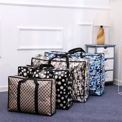 China Safety Thickening Travel Packaging Bags Plastic PP Woven Bags Camping Moving Storage Reusable Large Strong Shopping Bag for sale