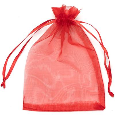 China Daily Red Organza Bag Jewelry Packaging Bags Wedding Party Decoration Bags Gift Drawable Pouches for sale