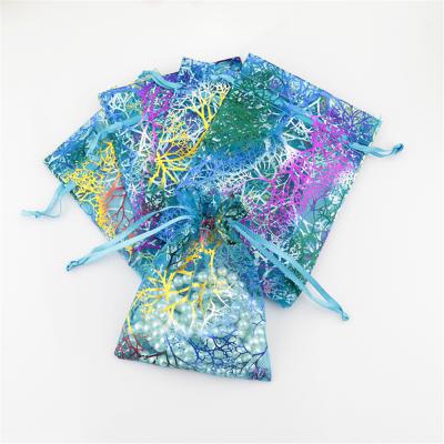 China Eco-Friendly Bag 1pcs Thank You Bags Colorful Jewelry Organza Wedding Favor Gift Packaging Bags Drawstring Pouches for sale