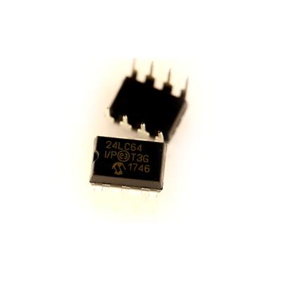 China New 24LC64-I/P standard original microcontroller, IC, DRAM IC DIP-8 integrated circuit DIP8 for sale