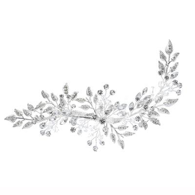 China Iron Leaves+Crystal+Rhinestone+ Fashion Silver Alloy Hair Cut Rhinestone Bridal Headpiece For Women for sale