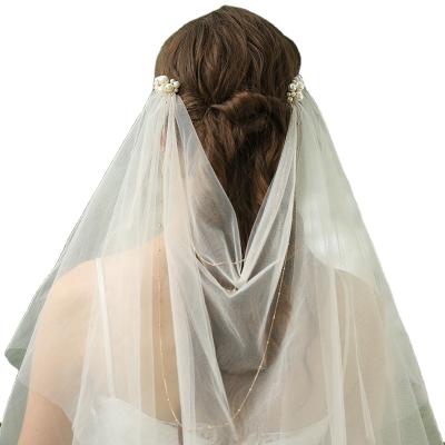 China Wedding Bridal Veil Champagne Colored Wedding Veils Bridal Event Party Banquet Elegant Soft Tulle Wedding Accessories for sale