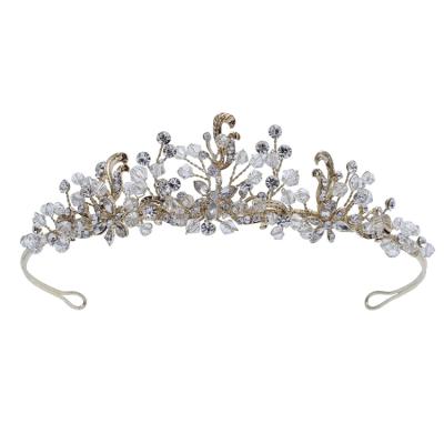 China Handmade Bridal Wedding Necklace Eco-friendly Women Hair Crown Jewelry Earring Accessory Set With Crystal for sale