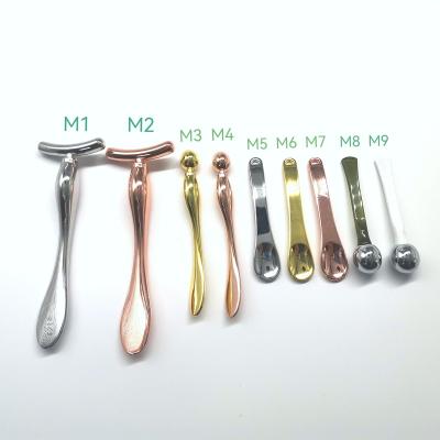 China Small and Exquisite Metal Mini Skincare Spatula Cosmetic Spatulas Eye Cream Makeup Mini Beauty Spoons Rollerball Magic Wand Face Massage Stick for sale