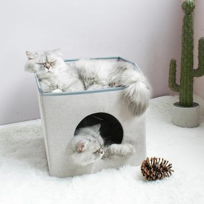 China 2021new Design Sustainable Pet Bed Folding Pet Cat Bed Luxury Cat House for sale