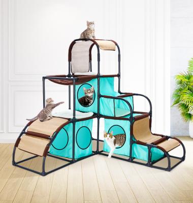 China Leyou DIY Cat Climbing Tower Kit Cat Pet Tree Viable Furniture for sale