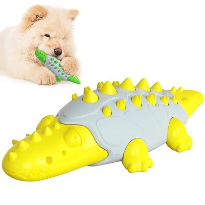 China Viable Crocodile Shaped Dog Toys For Chewers Natural Rubber Aggressive Nylon Dental Care Chewing Stick Bite Cleaning Wear Resistant Toy for sale