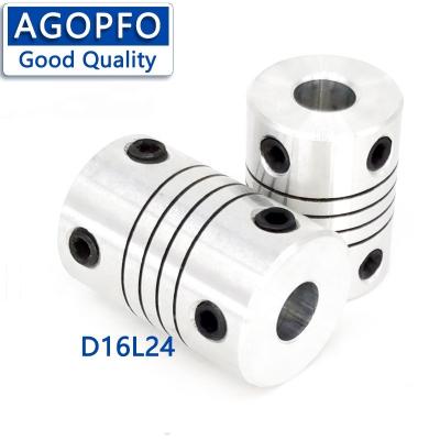 China Building Material Stores D16L24 Spiral Spring Slot Screw Coupling Shaft Unions Unions Printer Plastic Motor Encoder Flexible Rotary Couplings for sale