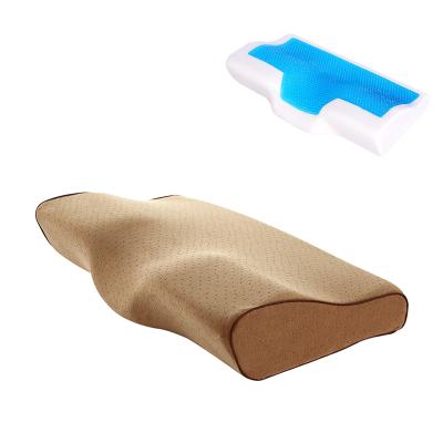 China Anti Static Anti Snoring Orthopedic Butterfly Shape Cooled Ice Gel Memory Foam Cooling Pillow For Hospital for sale