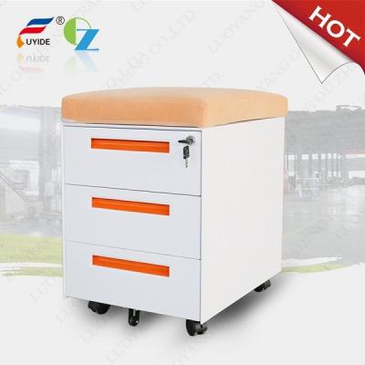 China mobile filing cabinet with cushion FYD-H004,3 drawer,5 wheels,3 section slideway,RAL colo for sale