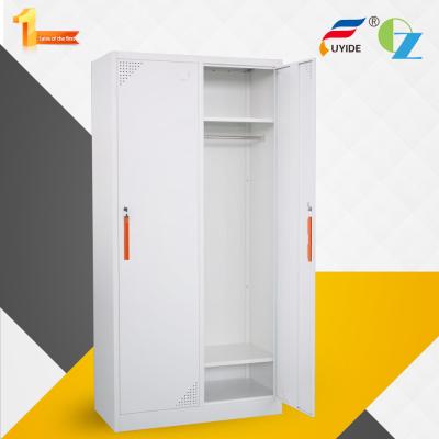 China 2 door steel locker for employee changing clothes/storage shoes/storage private goods/whtie color/KD structure for sale