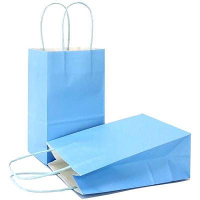 China Recycled Materials Gift Bags Small Kraft Paper Bags with Handles (5 x 3.1 x 8.2 in, Light Blue for sale