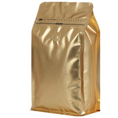 China Sack Coffee Bags with Valve 50pcs, 16oz, 1 Pound High Barrier Gold Aluminum Foil Flat Bottom Stand Up Bags Coffee Beans Storage, Reusable for sale