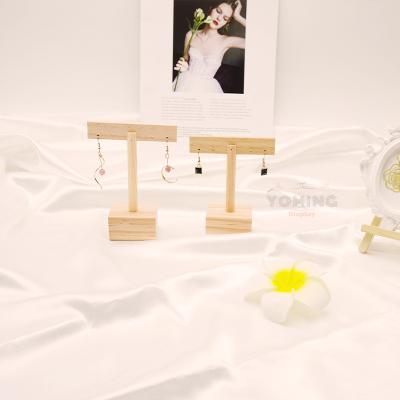 China Store Display Home Decoration Factory Hot Sale T Shaped Wooden Earrings Display Rack Jewelry Display Props for sale